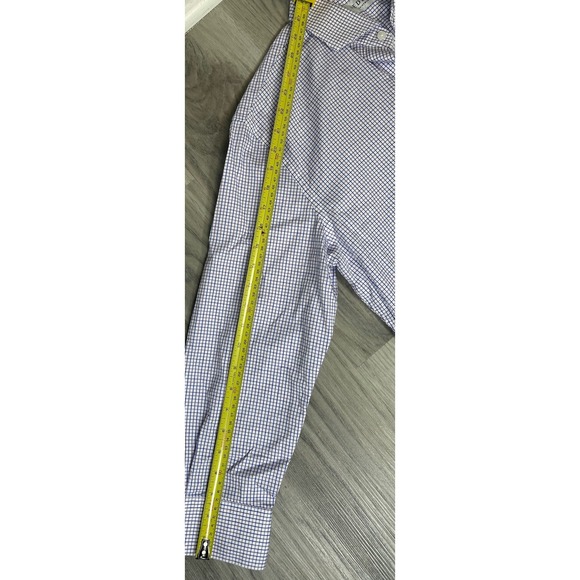 Ledbury Mens Dress Shirt Gingham Check Pattern Blue White Long Sleeve Button - Picture 10 of 11